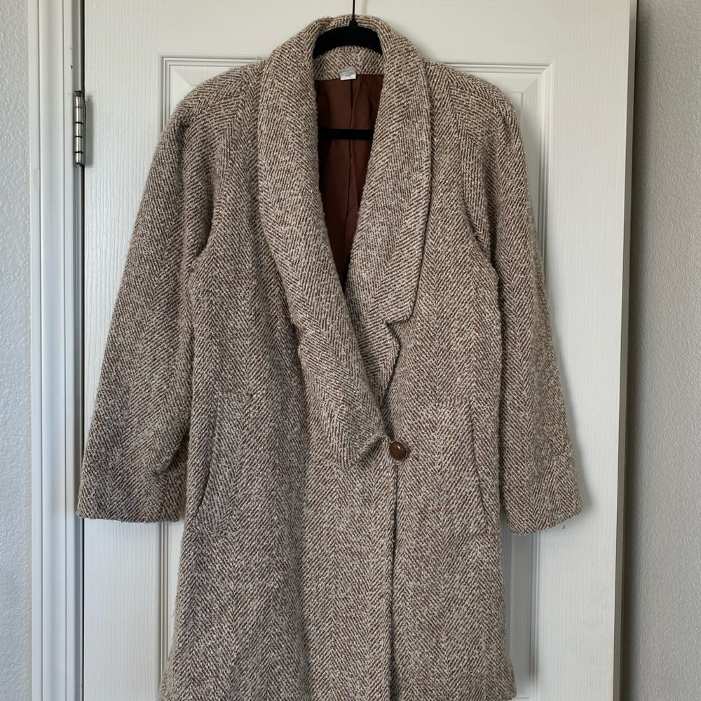 American Vintage Beige Herringbone Pea Coat